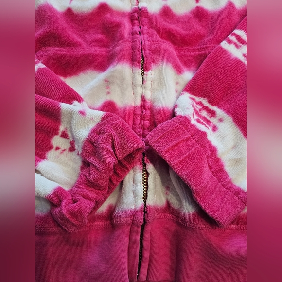 Y2K Juicy Couture Terry Cloth PINK Tie Dye Gold Zip Up Hoodie READ DESCRIPTION - Picture 4 of 14